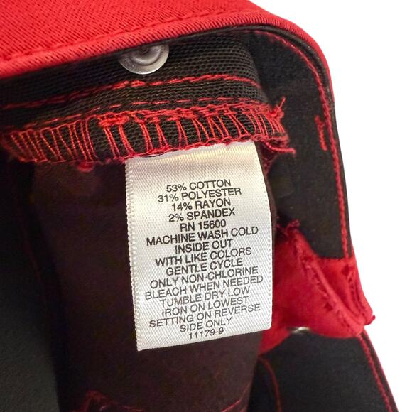 Liz Claiborne Jeans Womens 14 Red Denim Flex-Fit Classic Slim Skinny Leg Zip Fly - Picture 9 of 13